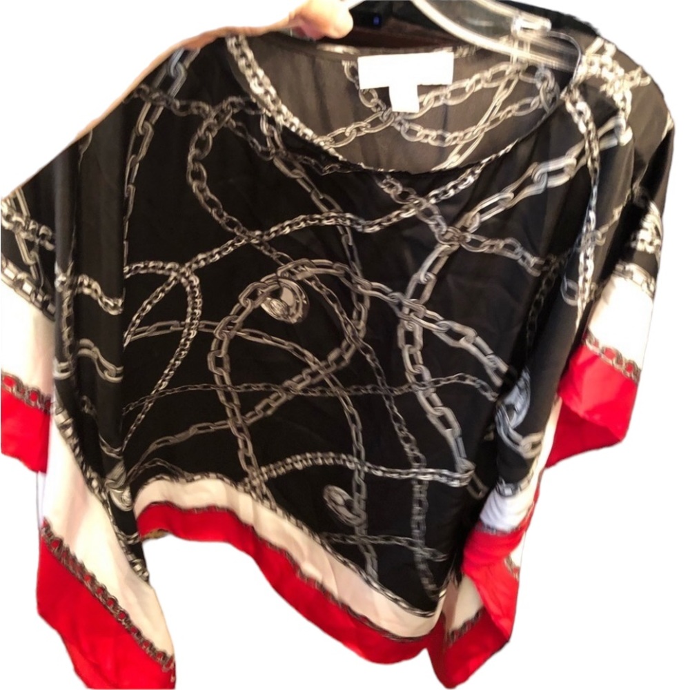 Micheal Kors sixe S-M red silky retro Versace like chain print top cover up